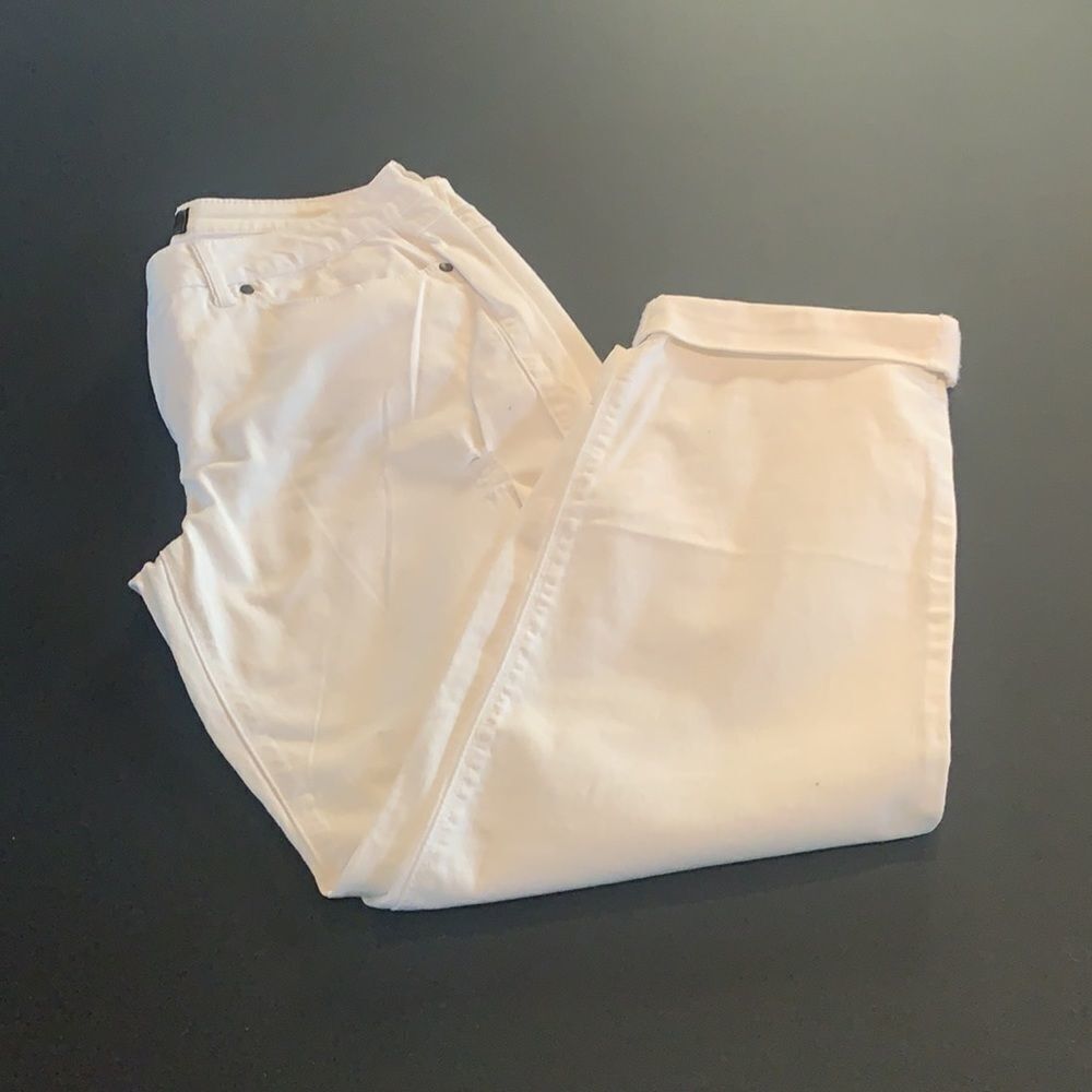 White Distressed Boyfriend Ankle Jeans